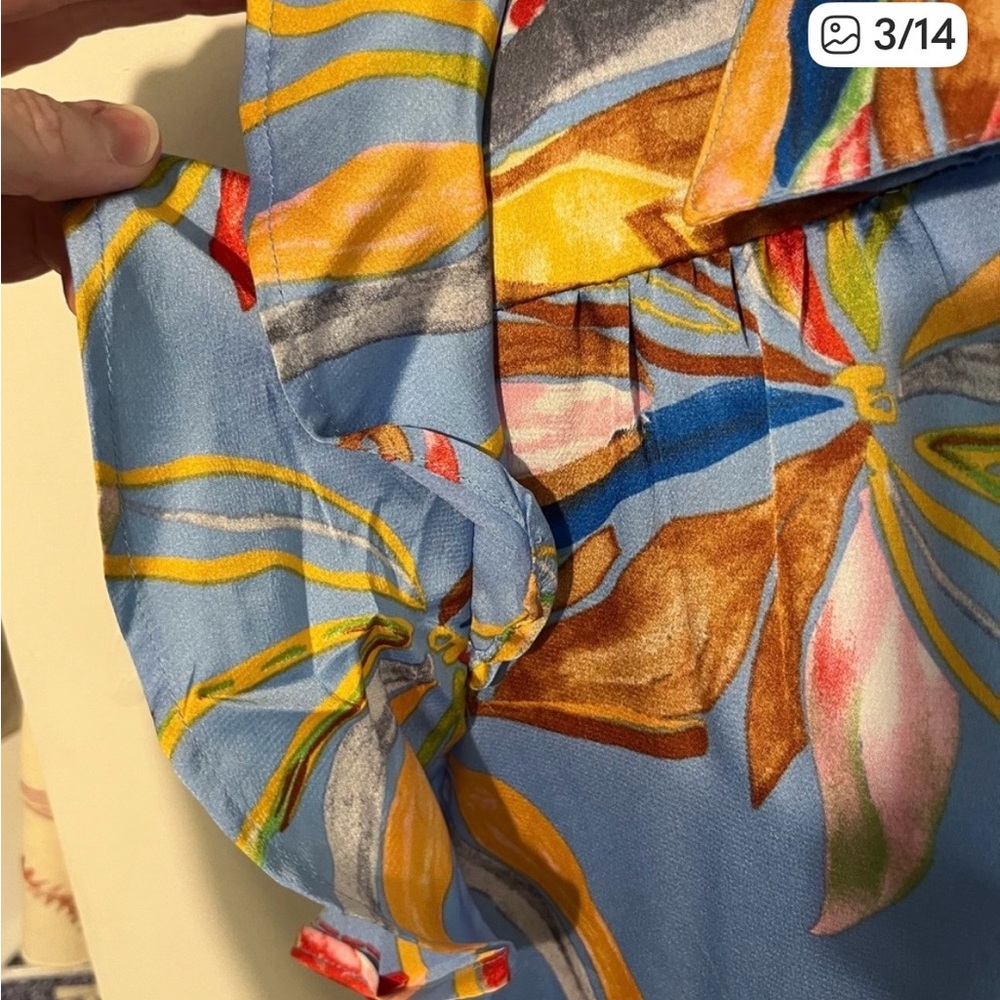 Umgee Light Blue Floral Maxi Dress with Multicolor Print Medium - Picture 3 of 11